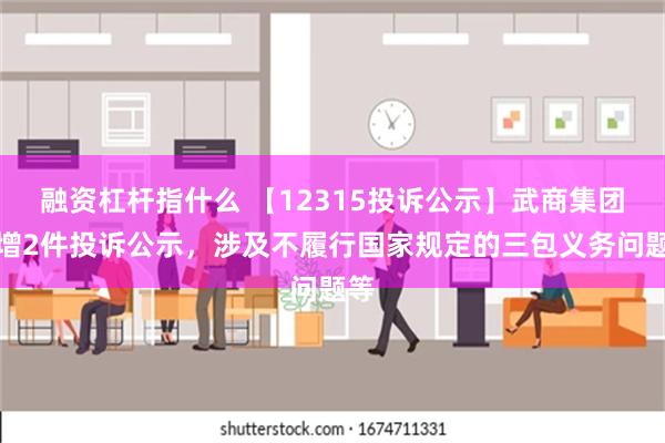 融资杠杆指什么 【12315投诉公示】武商集团新增2件投诉公示，涉及不履行国家规定的三包义务问题等